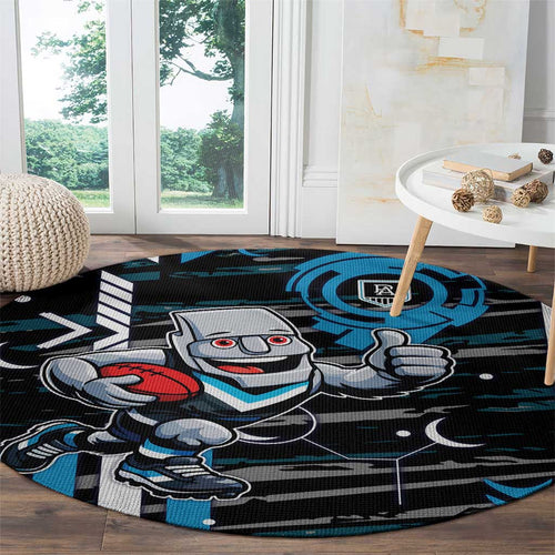 Port Adelaide Power Round Carpet Mascot Cartoon Football Illustration Style