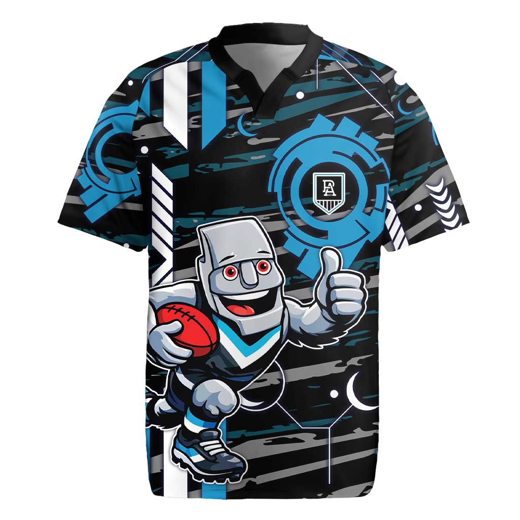 Port Adelaide Power Rugby Jersey Mascot Cartoon Football Illustration Style