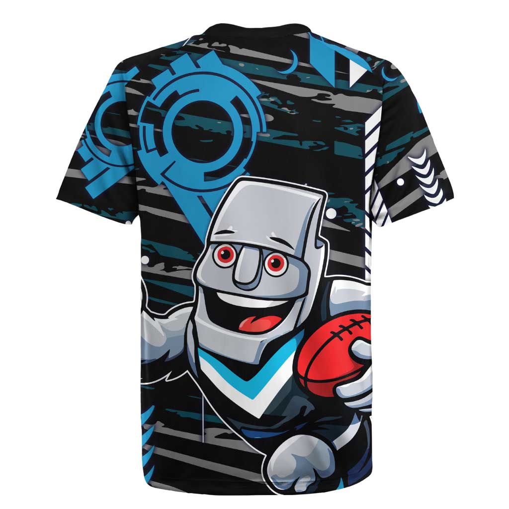 Port Adelaide Power Rugby Jersey Mascot Cartoon Football Illustration Style