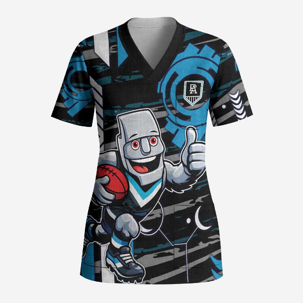 Port Adelaide Power Scrub Top Mascot Cartoon Football Illustration Style