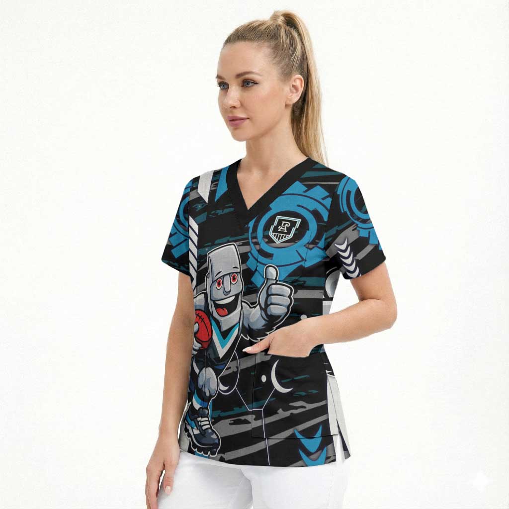 Port Adelaide Power Scrub Top Mascot Cartoon Football Illustration Style
