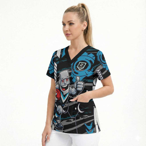 Port Adelaide Power Scrub Top Mascot Cartoon Football Illustration Style