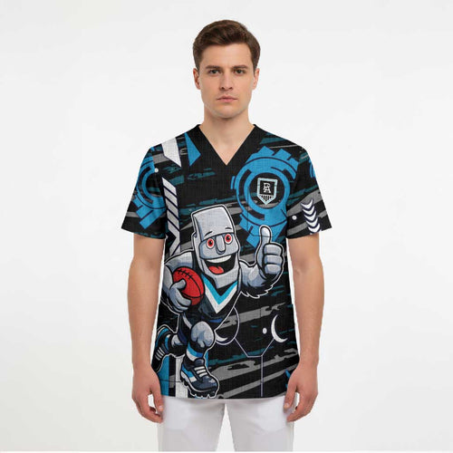 Port Adelaide Power Scrub Top Mascot Cartoon Football Illustration Style