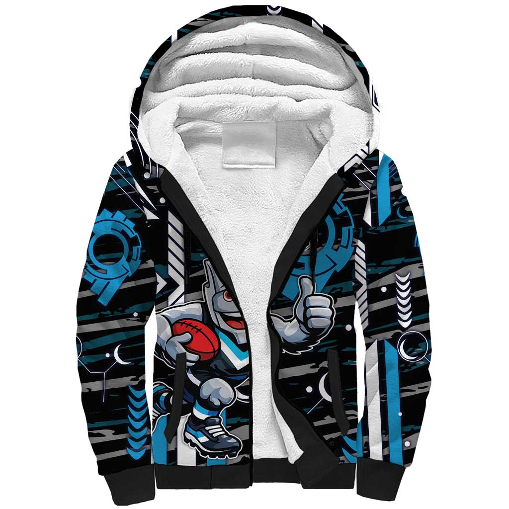 Port Adelaide Power Sherpa Hoodie Mascot Cartoon Football Illustration Style