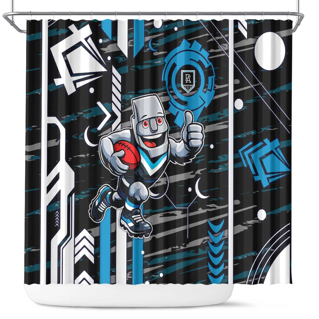 Port Adelaide Power Shower Curtain Mascot Cartoon Football Illustration Style