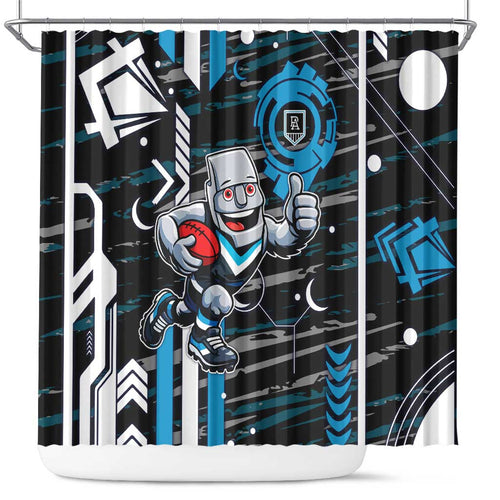 Port Adelaide Power Shower Curtain Mascot Cartoon Football Illustration Style