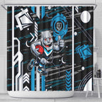 Port Adelaide Power Shower Curtain Mascot Cartoon Football Illustration Style