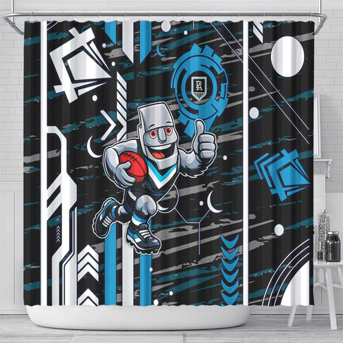 Port Adelaide Power Shower Curtain Mascot Cartoon Football Illustration Style