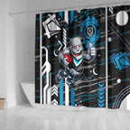 Port Adelaide Power Shower Curtain Mascot Cartoon Football Illustration Style