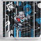 Port Adelaide Power Shower Curtain Mascot Cartoon Football Illustration Style