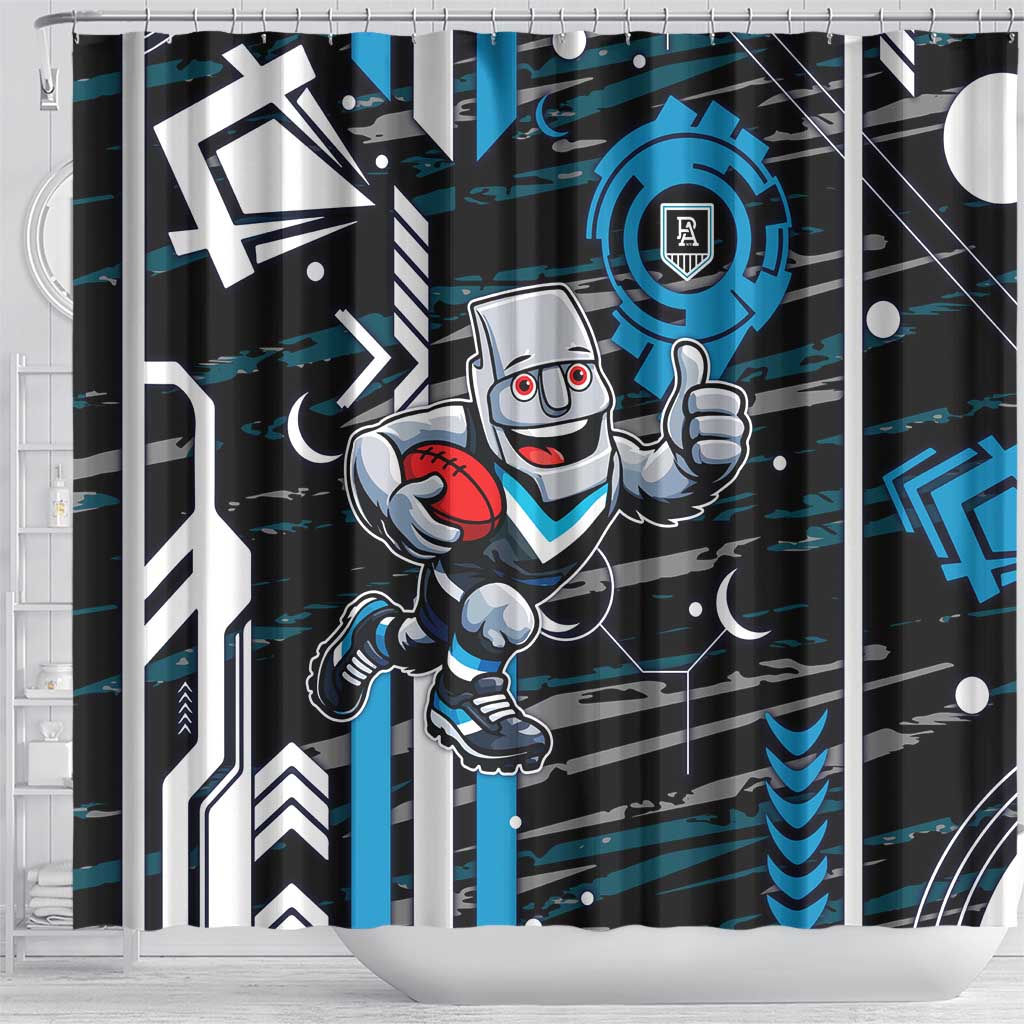 Port Adelaide Power Shower Curtain Mascot Cartoon Football Illustration Style