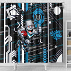 Port Adelaide Power Shower Curtain Mascot Cartoon Football Illustration Style