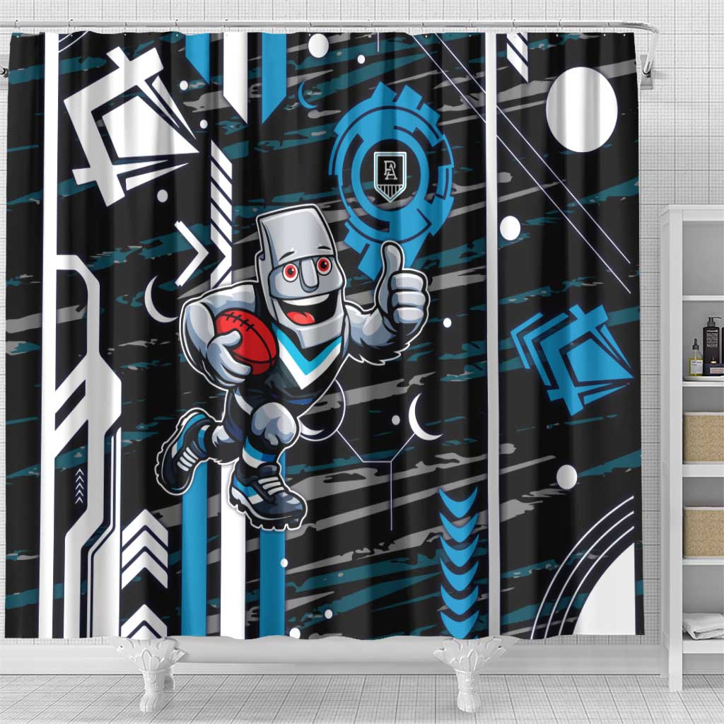 Port Adelaide Power Shower Curtain Mascot Cartoon Football Illustration Style