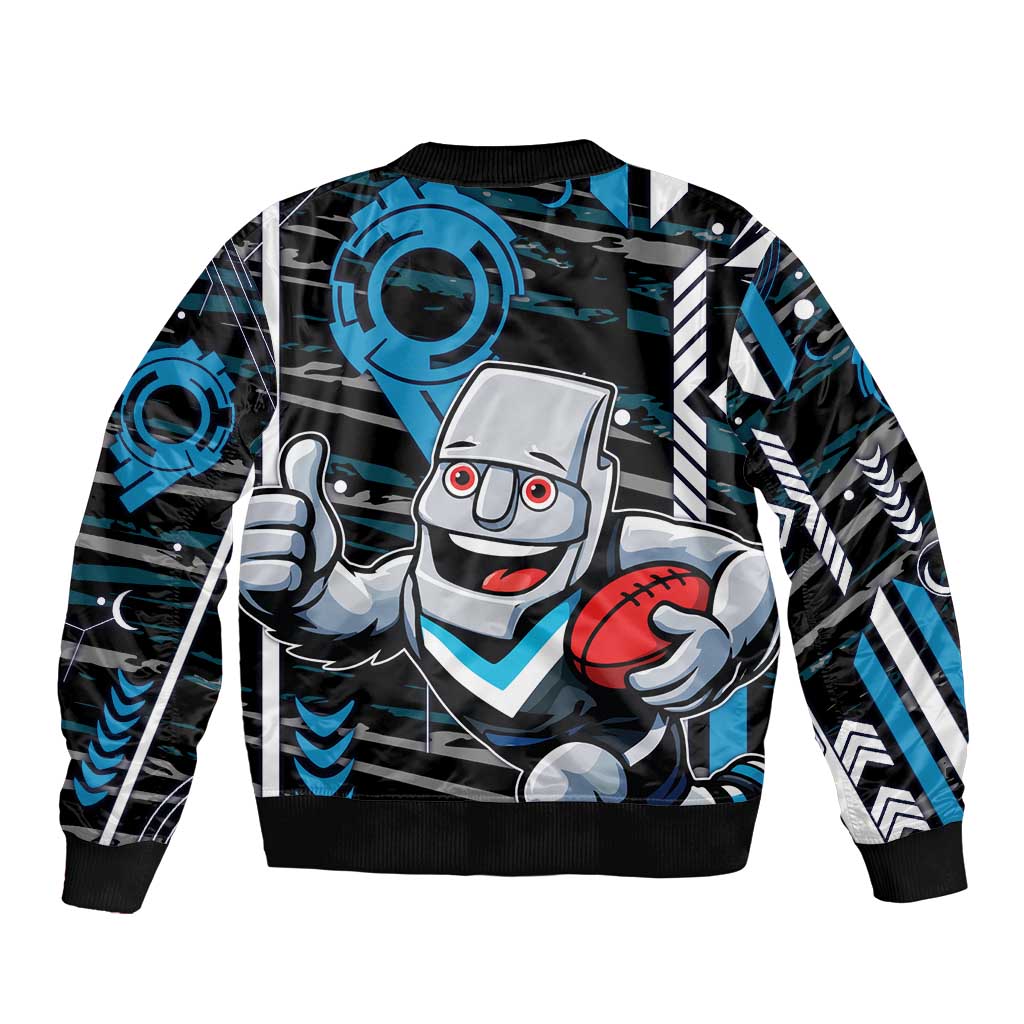 Port Adelaide Power Sleeve Zip Bomber Jacket Mascot Cartoon Football Illustration Style