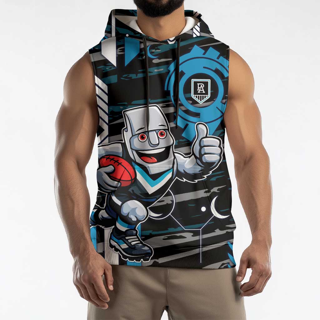 Port Adelaide Power Sleeveless Hoodie Mascot Cartoon Football Illustration Style