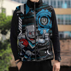 Port Adelaide Power Sleeveless Puffer Jacket Mascot Cartoon Football Illustration Style