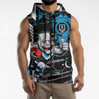 Port Adelaide Power Sleeveless Zip Hoodie Mascot Cartoon Football Illustration Style