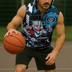 Port Adelaide Power Sleeveless Zip Hoodie Mascot Cartoon Football Illustration Style