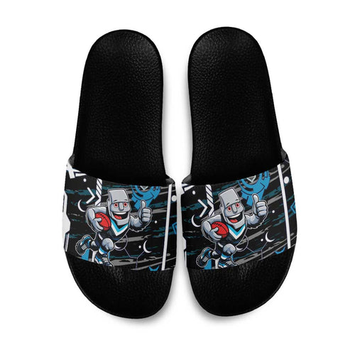 Port Adelaide Power Slide Sandals Mascot Cartoon Football Illustration Style
