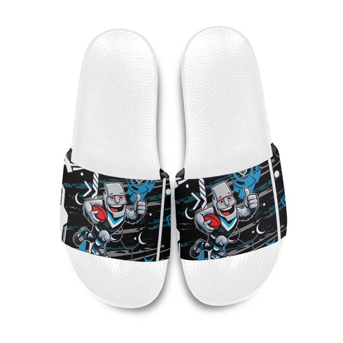 Port Adelaide Power Slide Sandals Mascot Cartoon Football Illustration Style