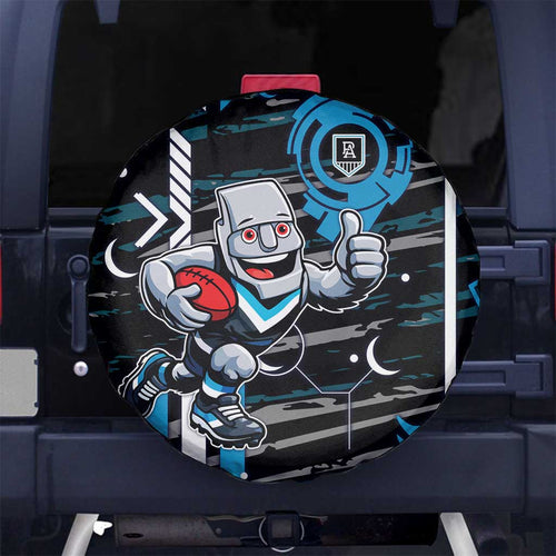 Port Adelaide Power Spare Tire Cover Mascot Cartoon Football Illustration Style