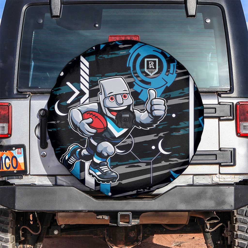 Port Adelaide Power Spare Tire Cover Mascot Cartoon Football Illustration Style