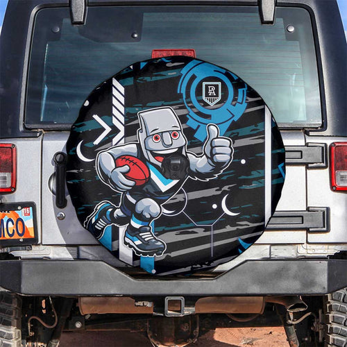 Port Adelaide Power Spare Tire Cover Mascot Cartoon Football Illustration Style