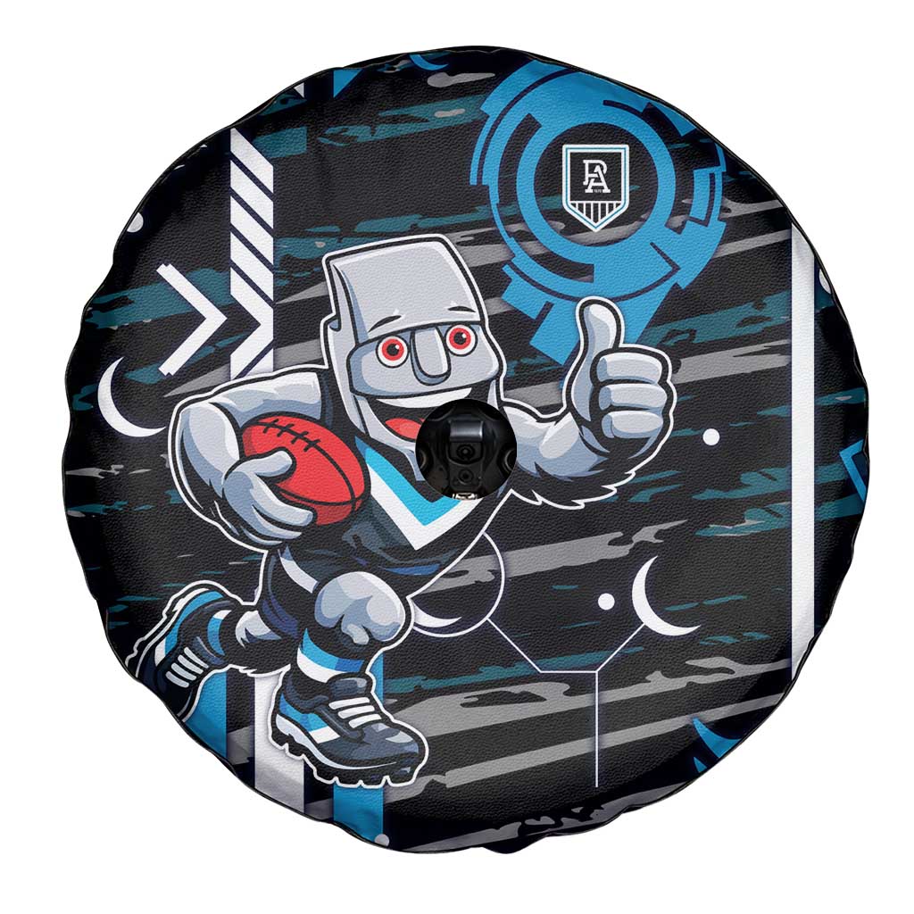 Port Adelaide Power Spare Tire Cover Mascot Cartoon Football Illustration Style