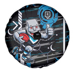Port Adelaide Power Spare Tire Cover Mascot Cartoon Football Illustration Style