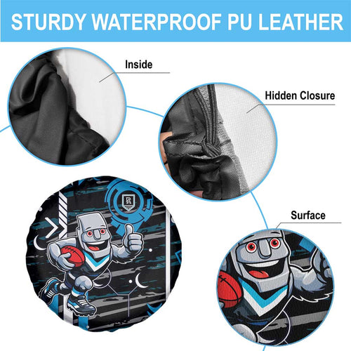 Port Adelaide Power Spare Tire Cover Mascot Cartoon Football Illustration Style