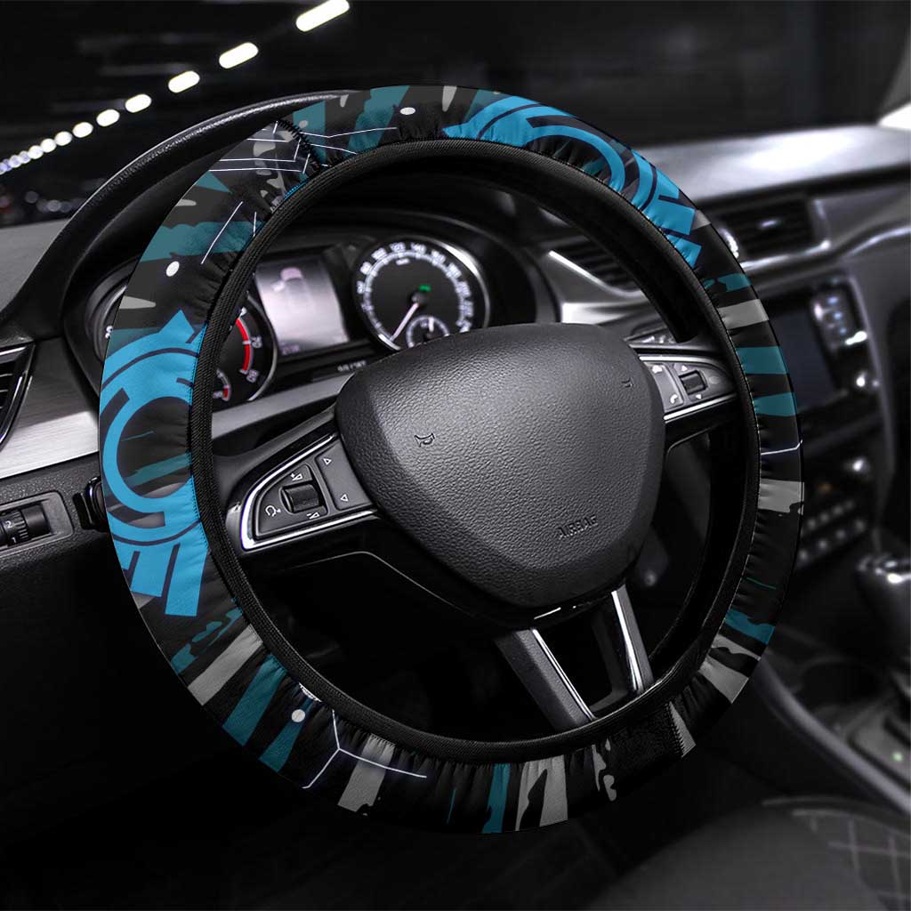 Port Adelaide Power Steering Wheel Cover Mascot Cartoon Football Illustration Style