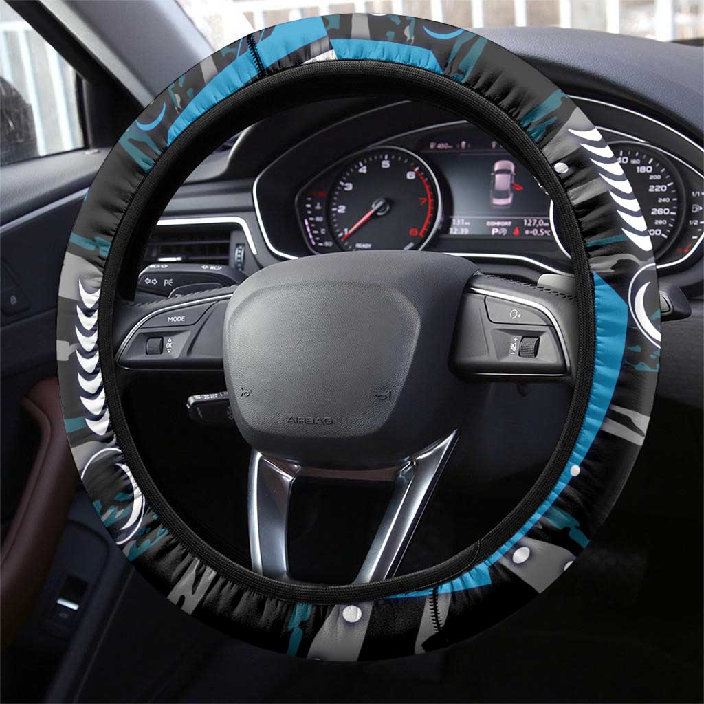 Port Adelaide Power Steering Wheel Cover Mascot Cartoon Football Illustration Style
