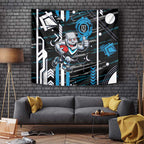Port Adelaide Power Tapestry Mascot Cartoon Football Illustration Style
