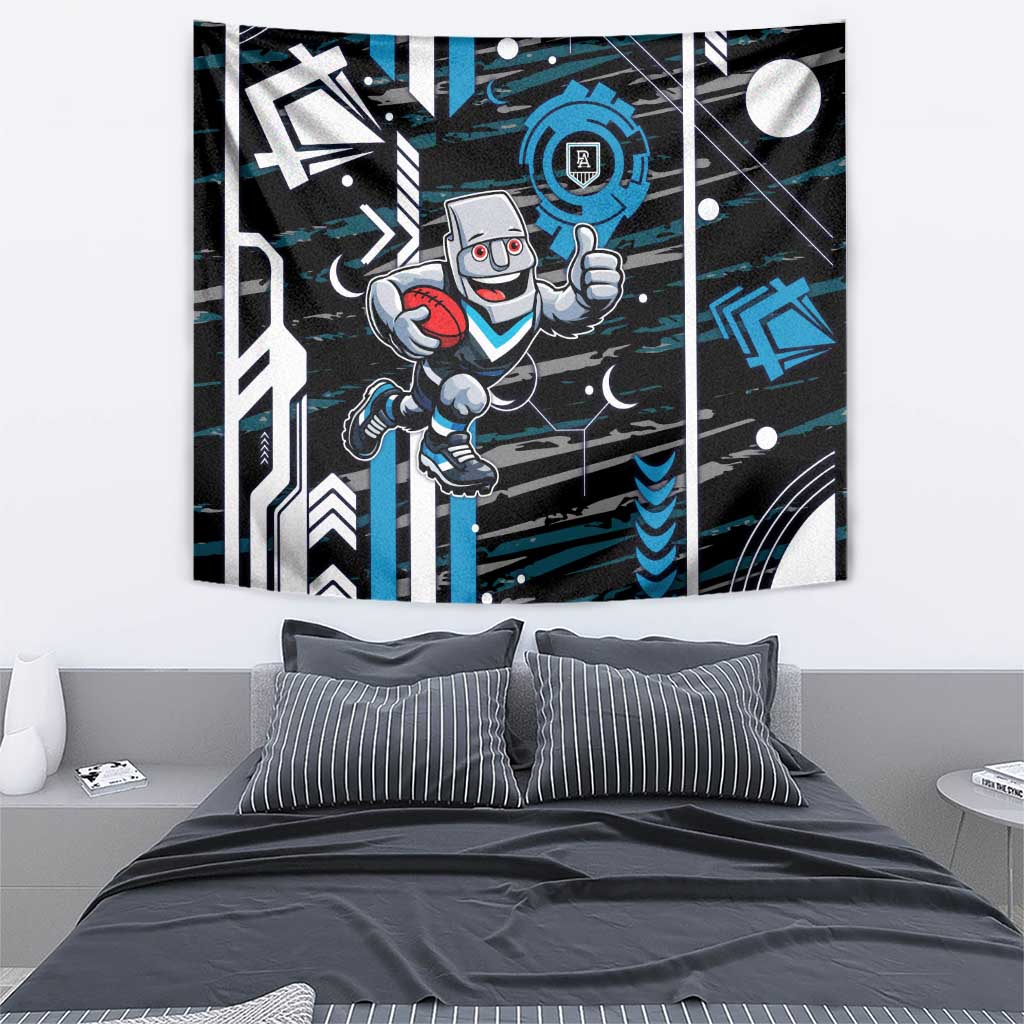 Port Adelaide Power Tapestry Mascot Cartoon Football Illustration Style