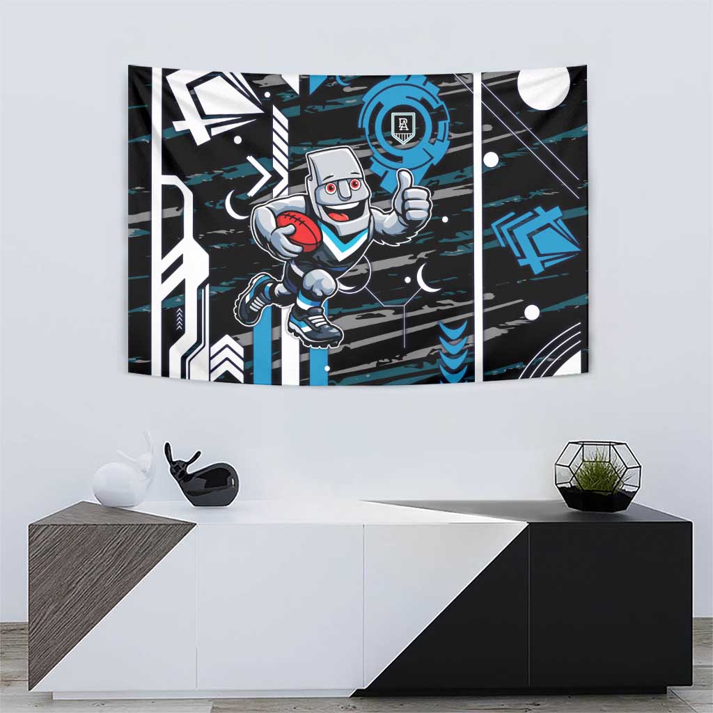 Port Adelaide Power Tapestry Mascot Cartoon Football Illustration Style