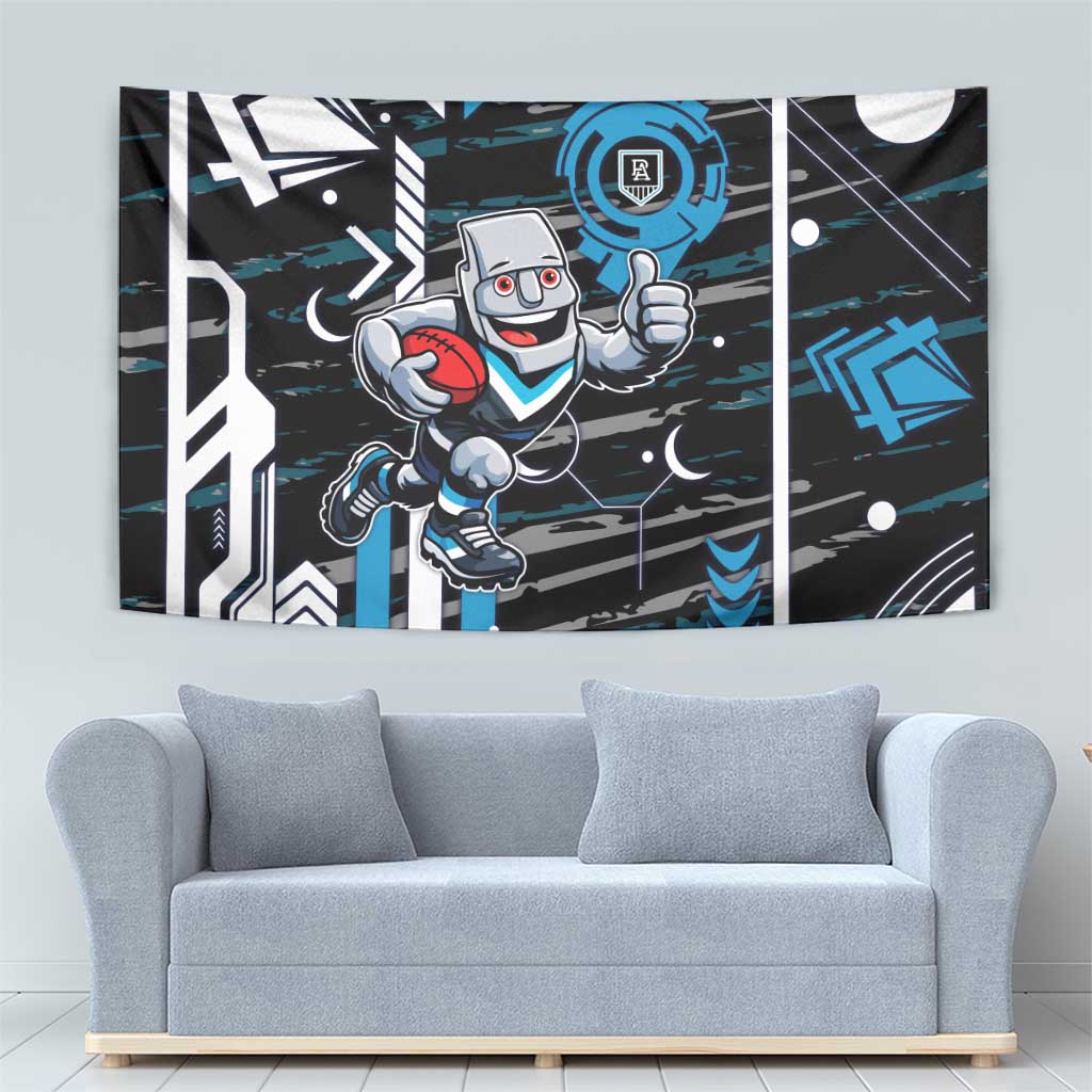 Port Adelaide Power Tapestry Mascot Cartoon Football Illustration Style