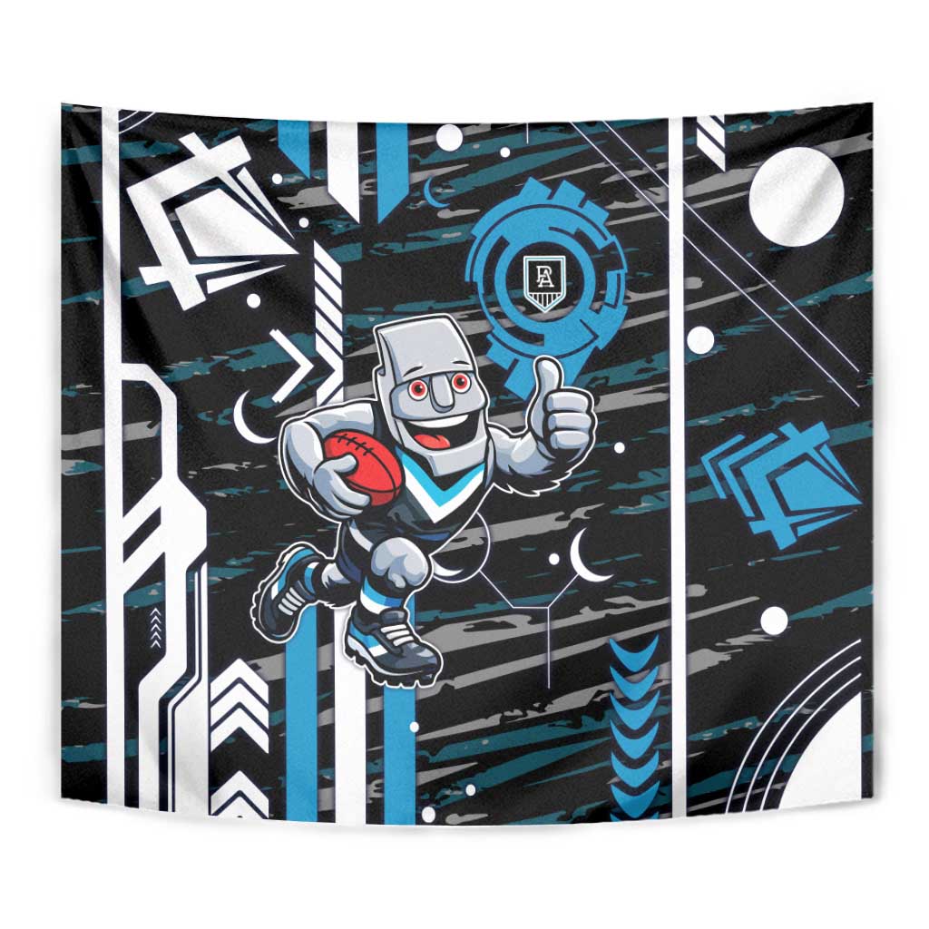 Port Adelaide Power Tapestry Mascot Cartoon Football Illustration Style