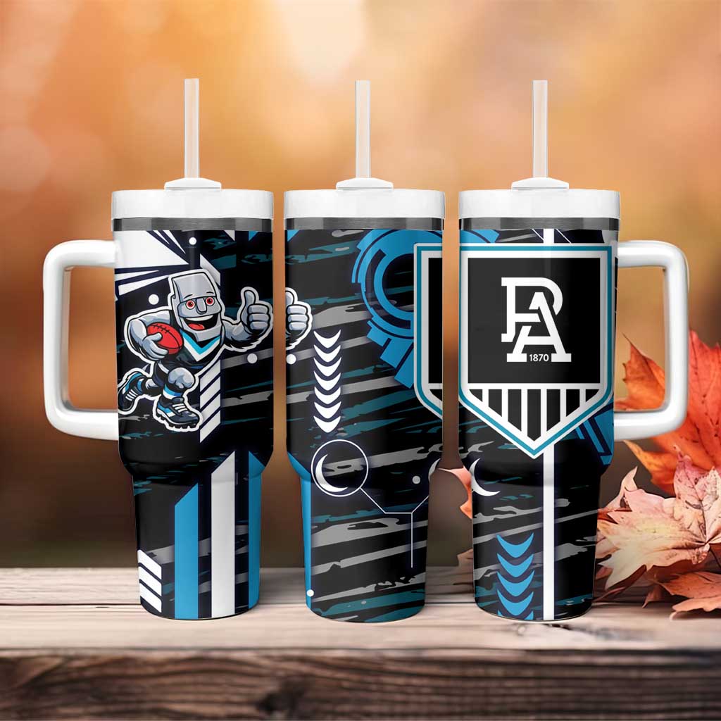 Port Adelaide Power Tumbler With Handle Mascot Cartoon Football Illustration Style