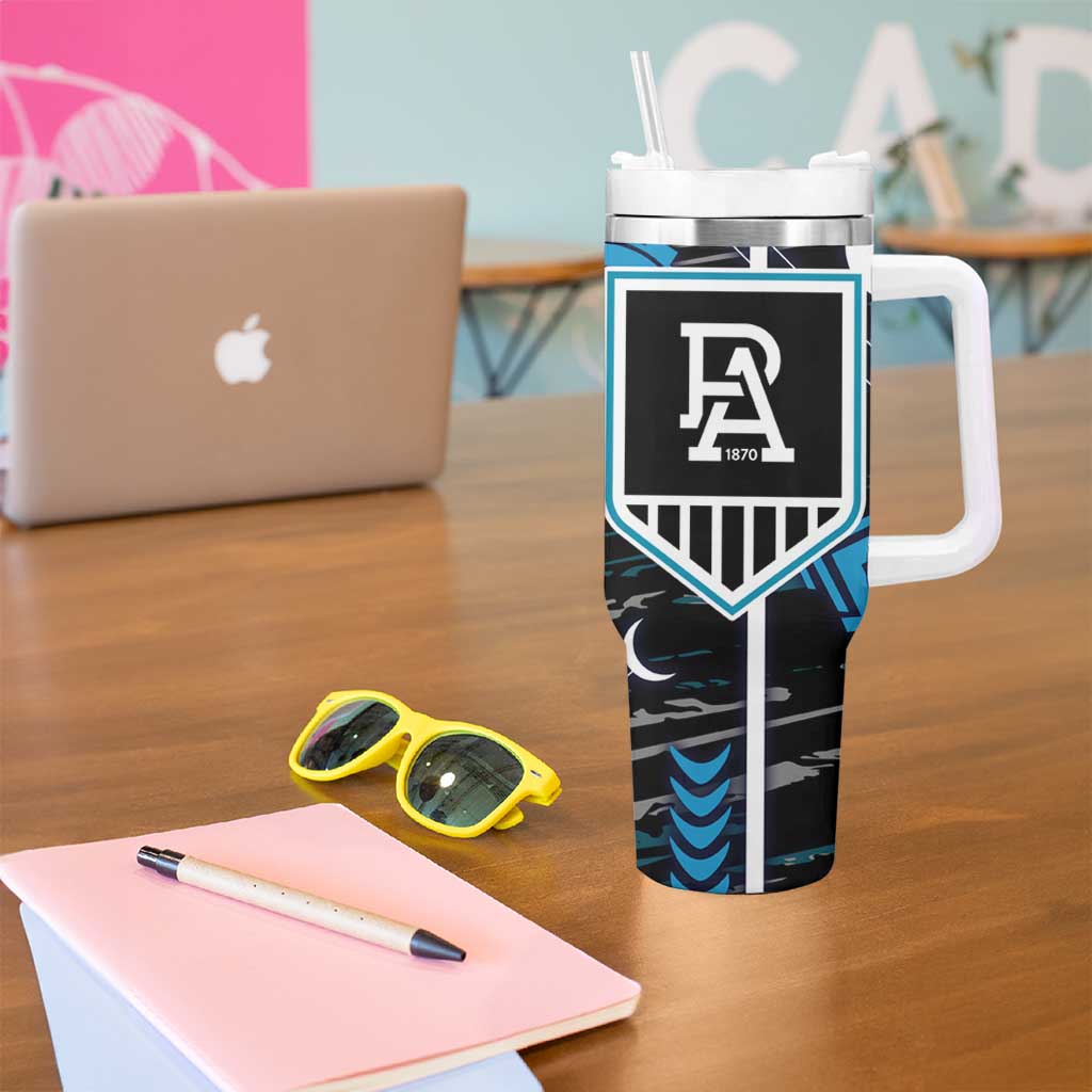 Port Adelaide Power Tumbler With Handle Mascot Cartoon Football Illustration Style