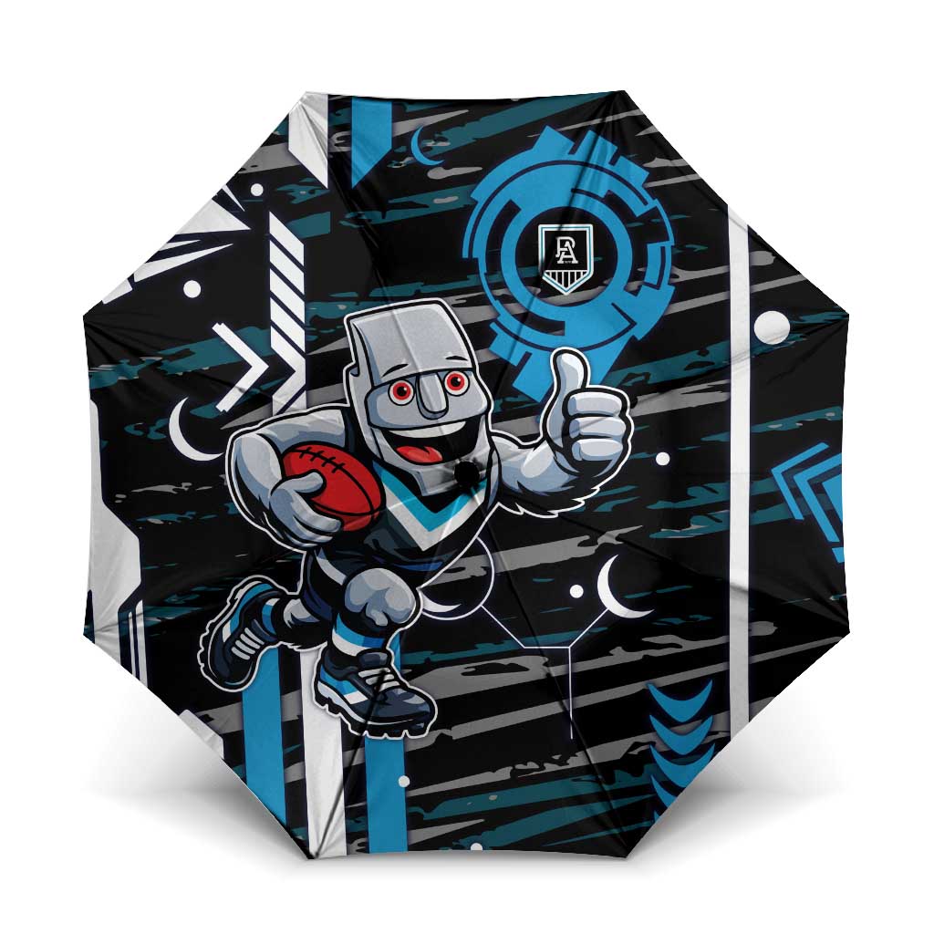 Port Adelaide Power Umbrella Mascot Cartoon Football Illustration Style