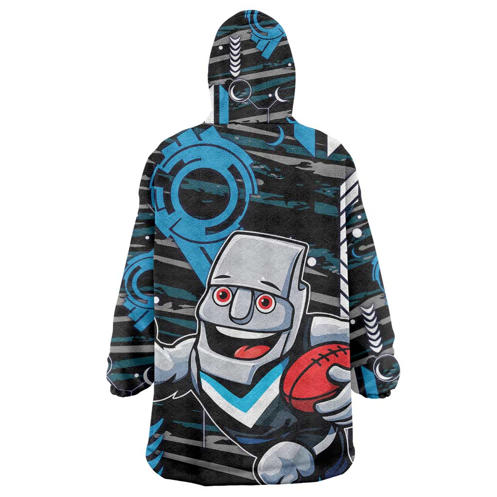 Port Adelaide Power Wearable Blanket Hoodie Mascot Cartoon Football Illustration Style
