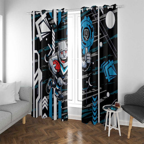Port Adelaide Power Window Curtain Mascot Cartoon Football Illustration Style