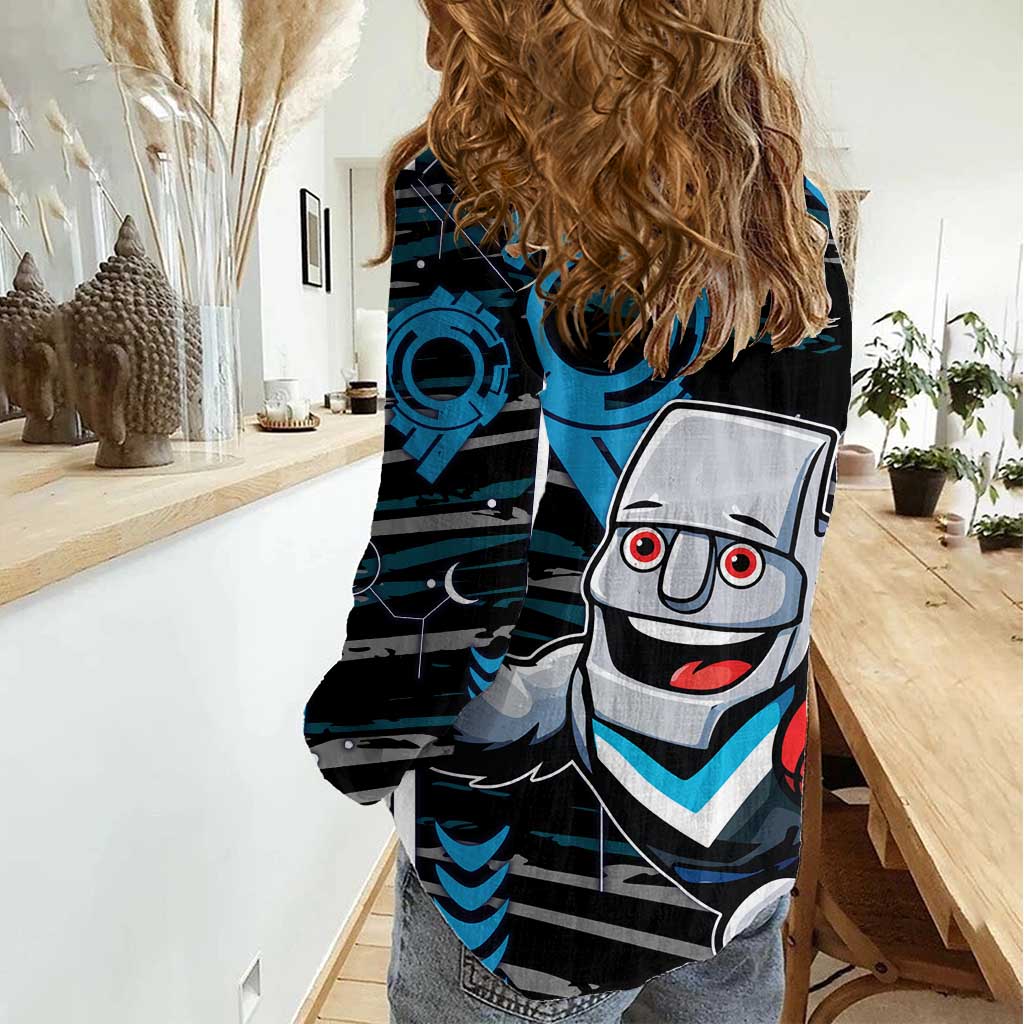 Port Adelaide Power Women Casual Shirt Mascot Cartoon Football Illustration Style