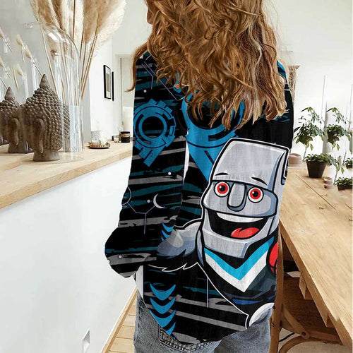 Port Adelaide Power Women Casual Shirt Mascot Cartoon Football Illustration Style
