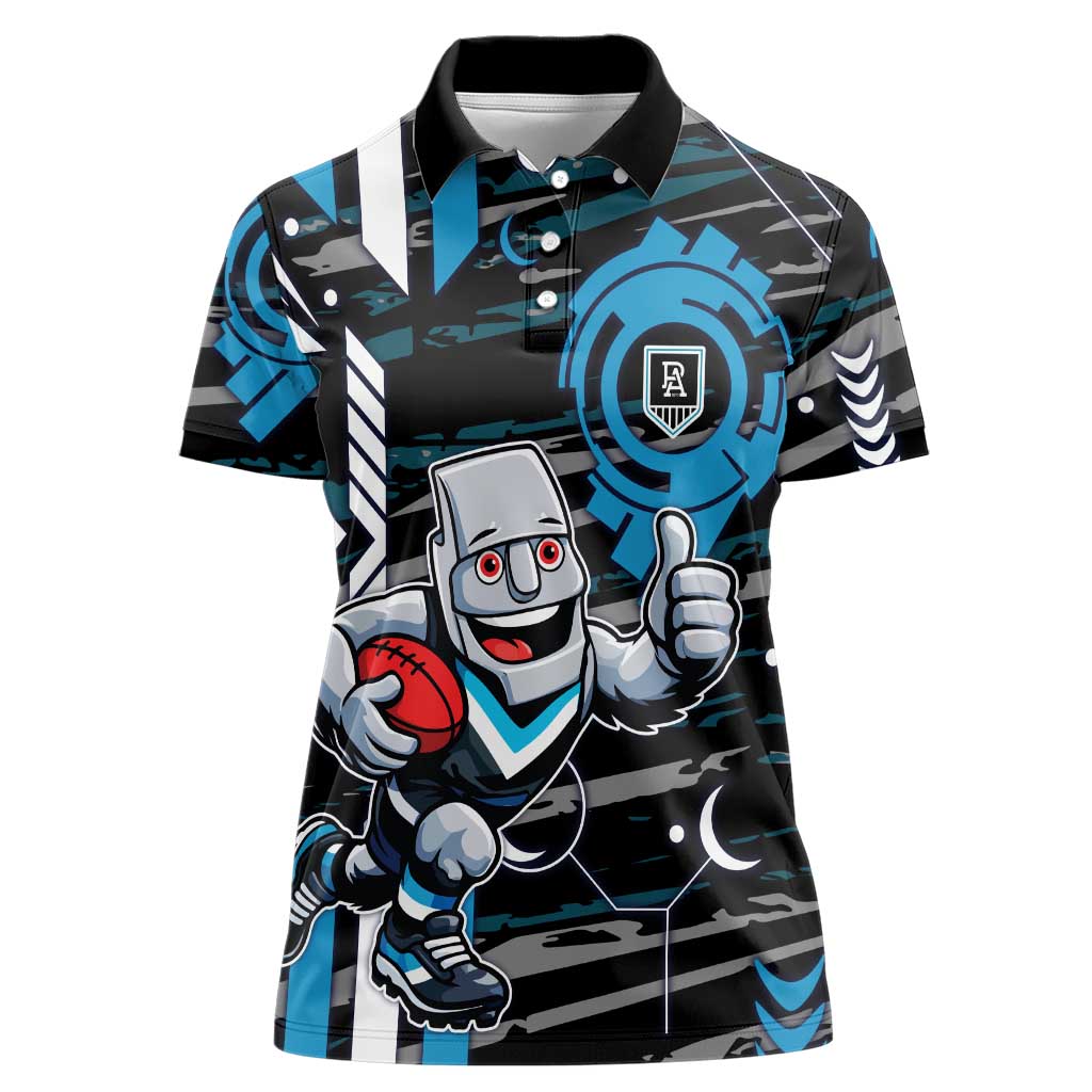 Port Adelaide Power Women Polo Shirt Mascot Cartoon Football Illustration Style