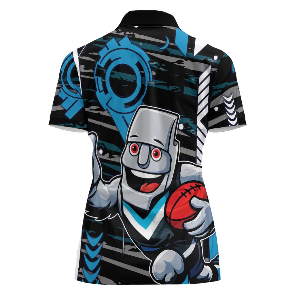 Port Adelaide Power Women Polo Shirt Mascot Cartoon Football Illustration Style