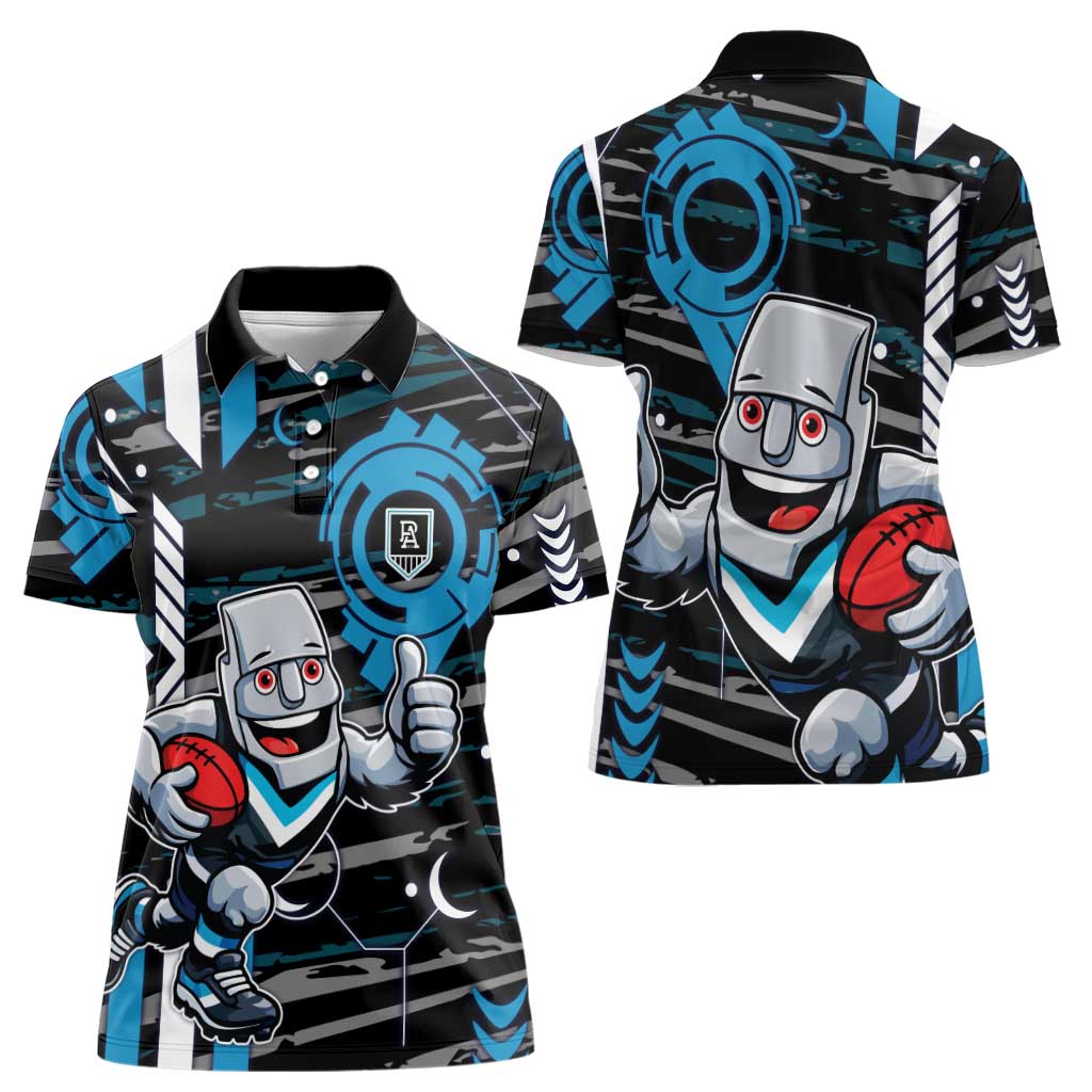 Port Adelaide Power Women Polo Shirt Mascot Cartoon Football Illustration Style