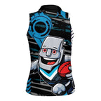 Port Adelaide Power Women Sleeveless Polo Shirt Mascot Cartoon Football Illustration Style
