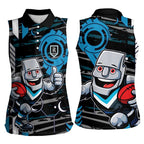 Port Adelaide Power Women Sleeveless Polo Shirt Mascot Cartoon Football Illustration Style
