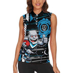 Port Adelaide Power Women Sleeveless Polo Shirt Mascot Cartoon Football Illustration Style
